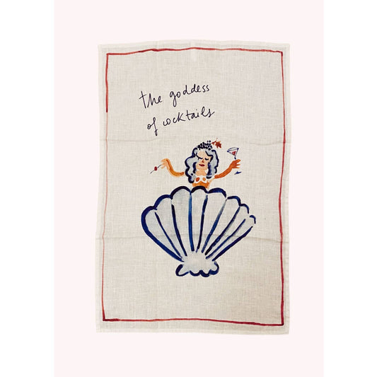 The Goddess of Cocktails Linen Tea Towel