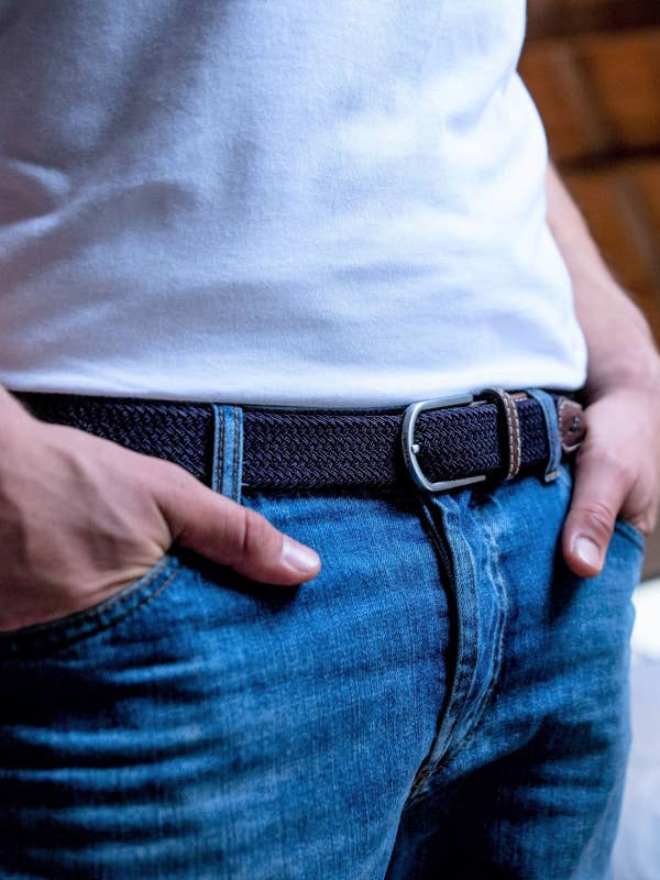 Woven Elastic Belt - Navy Blue - Size 1
