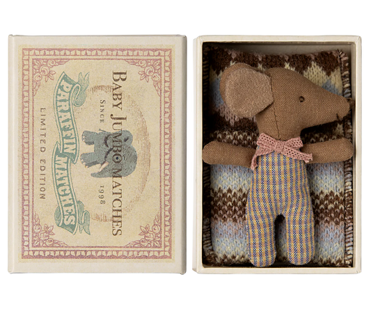 Sleepy Wakey Baby Mouse in Matchbox - Rose