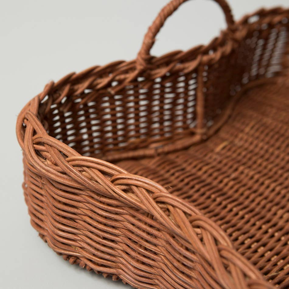 Rattan Scalloped Tray Vera Large Brown