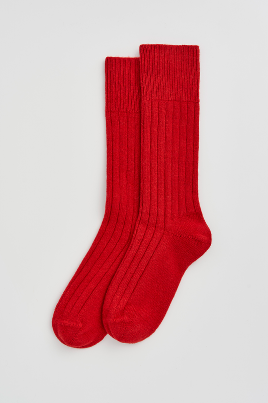Red Merino Bed Socks - Large (UK 9-13)