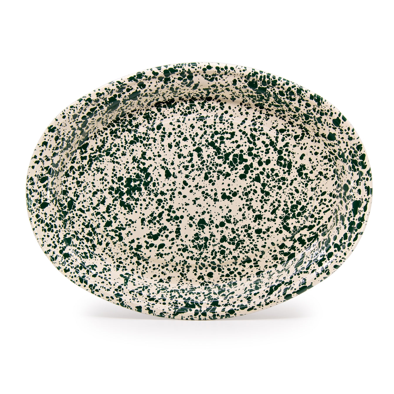 Large Oval Platter - Green and Cream