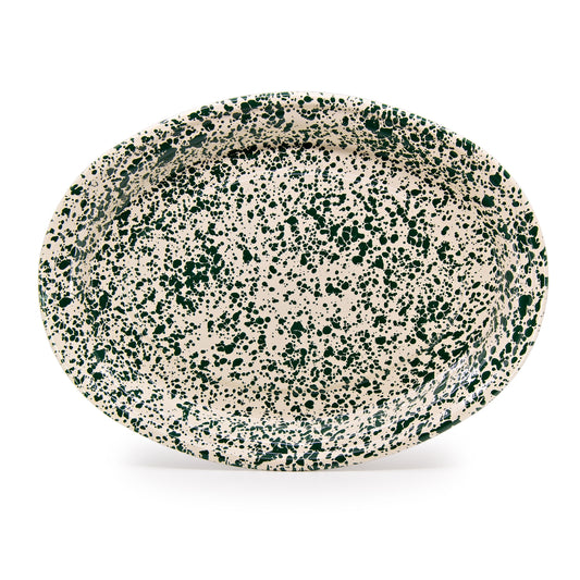 Large Oval Platter - Green and Cream
