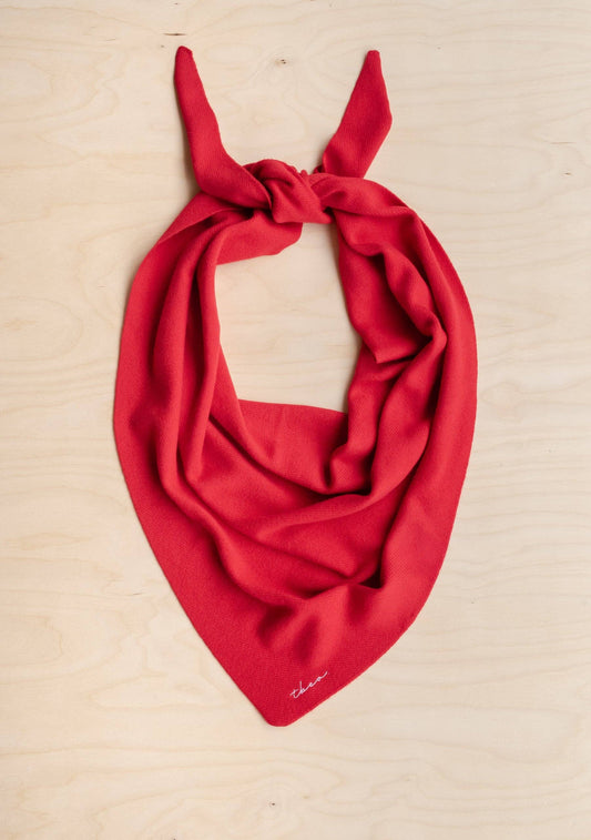 Large Merino Triangle Scarf in Red