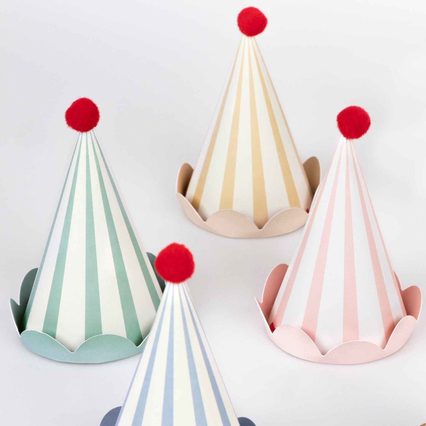 Stripe Pastel Party Hats - Pack of 8