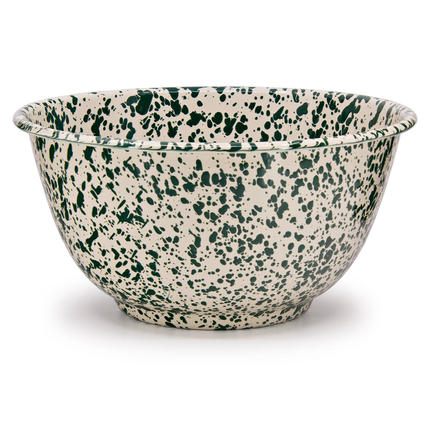 Large Salad Bowl - Green & Cream Splatter