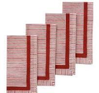 Stripe Cotton Napkin - Scarlet