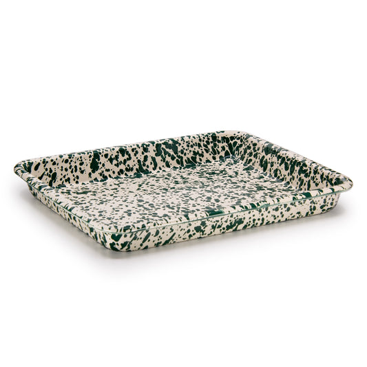 Small Rectangular Tray - Green & Cream