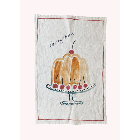 Cherry Cherie Linen Tea Towel