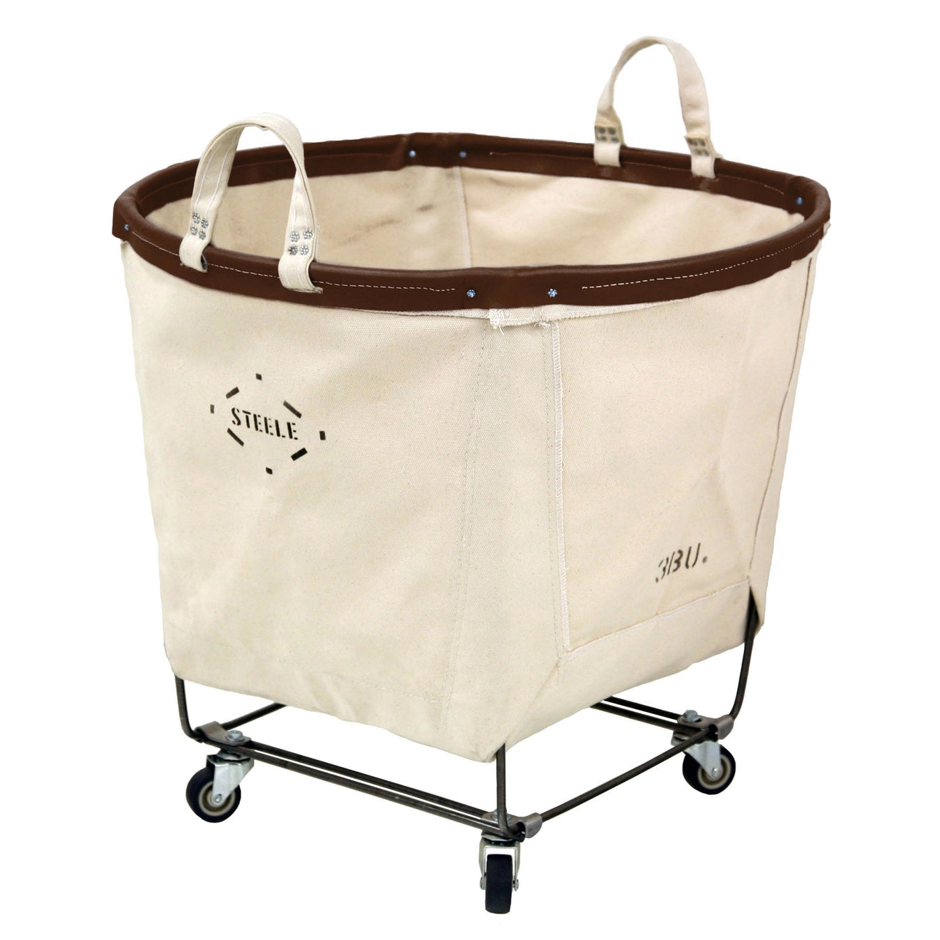 Canvas Round Laundry Trolley - Brown trim - 3 BU