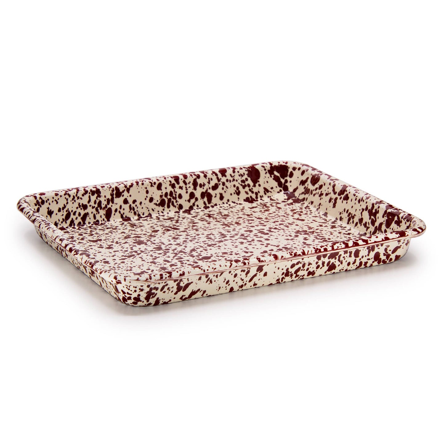 Small Rectangular Tray - Burgundy & Cream
