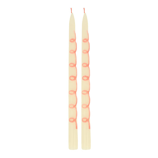 Pink Swirl Taper Candles