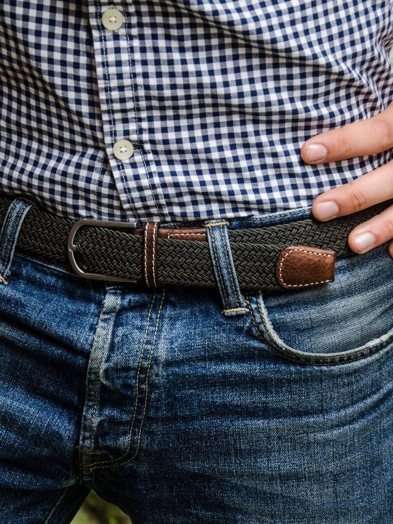 Woven Elastic Belt - Khaki Green - Size 2