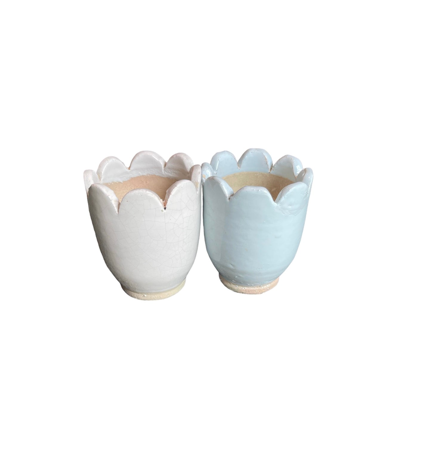 Narrow Scallop Mini Pot - Duck Egg