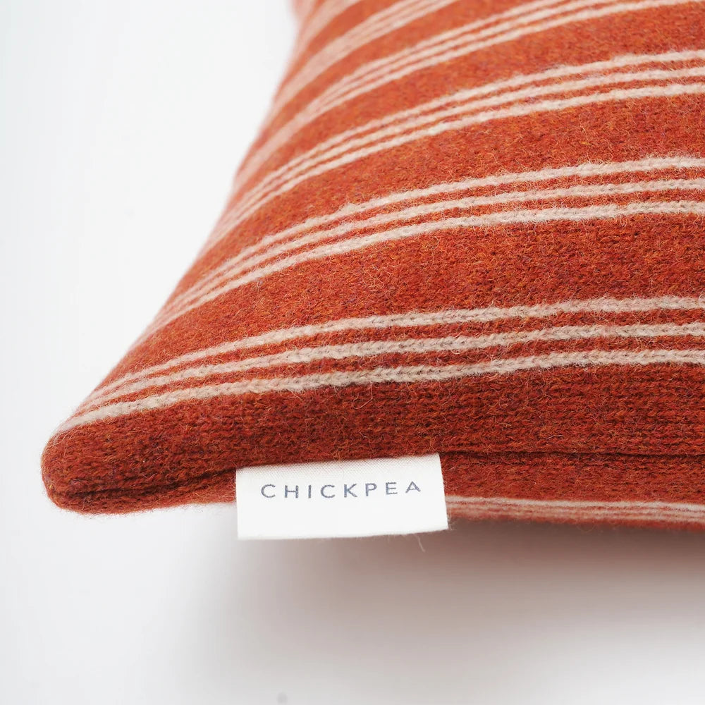 Large Rust Ticking Stripe Cushion