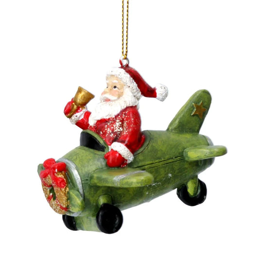 Santa in a plane Tree Decoration