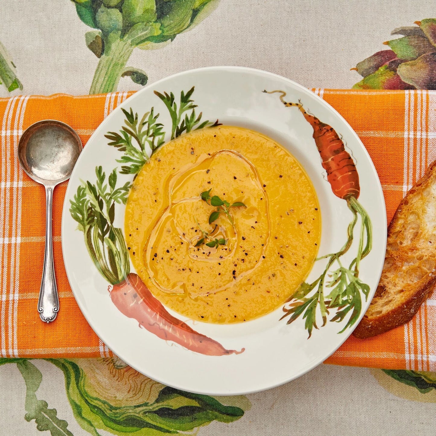 Vegetable Garden Carrots Soup Plate