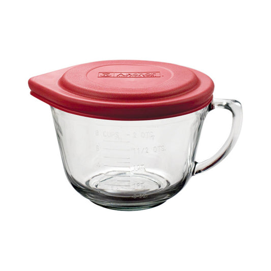 Anchor Hocking Batter Bowl with Red Lid, 2-Quart