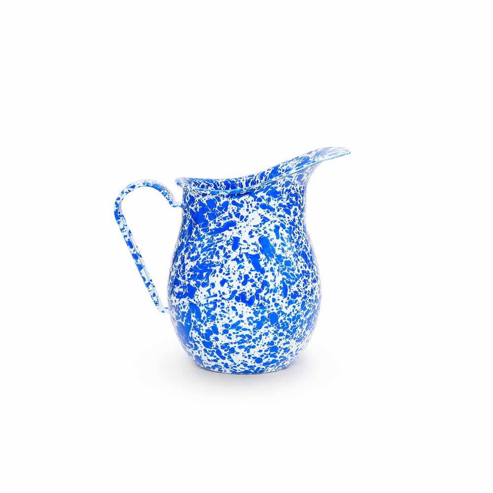 Splatter Enamelware Large Pitcher: Navy & Cream Splatter