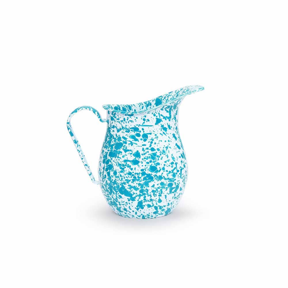 Splatter Enamelware Large Pitcher: Navy & Cream Splatter