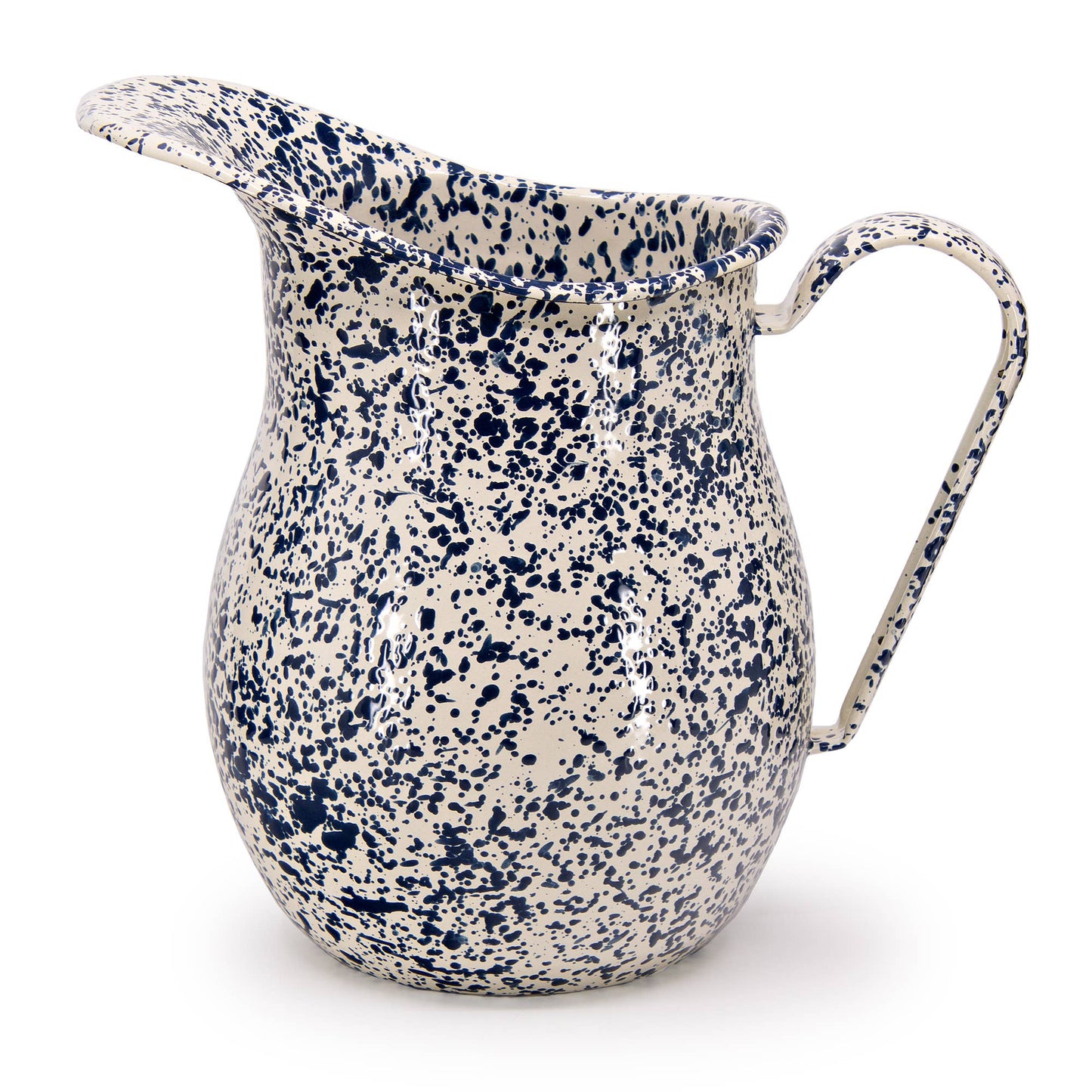 Splatter Enamelware Large Pitcher: Navy & Cream Splatter