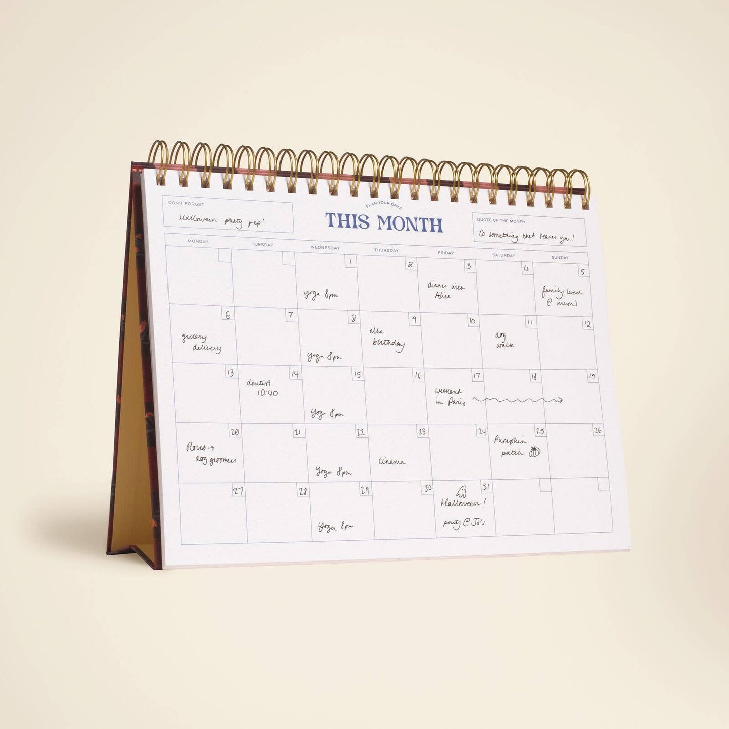 Floral Gingham Spiral Monthy Desk Pad