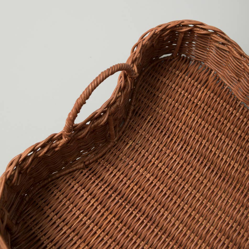 Rattan Scalloped Tray Vera Large Brown