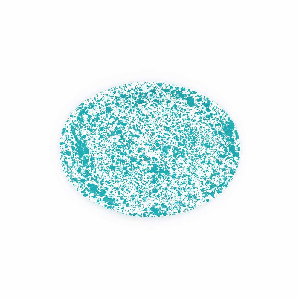 Splatter Enamelware Oval Platter: Navy & Cream Splatter