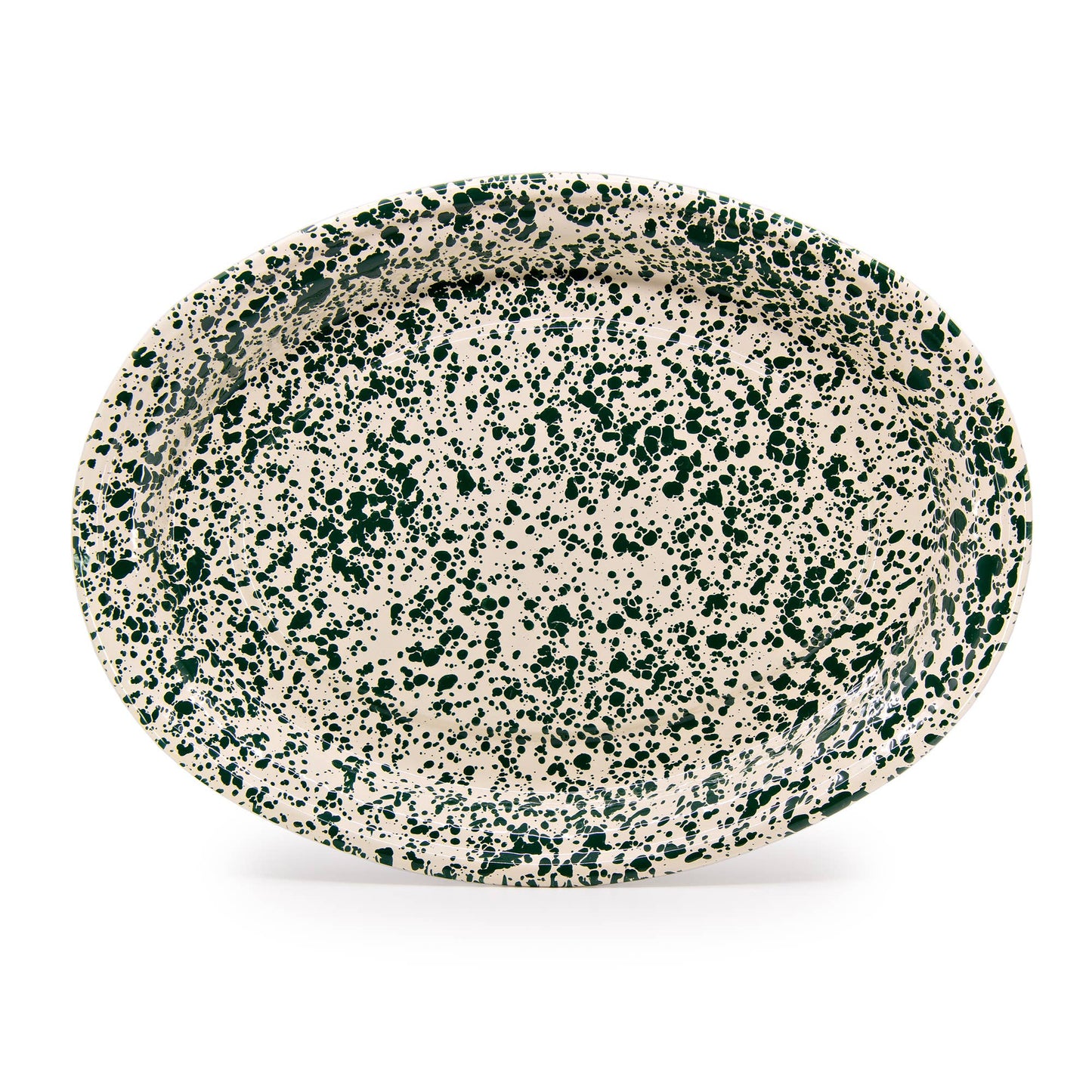 Splatter Enamelware Oval Platter: Navy & Cream Splatter