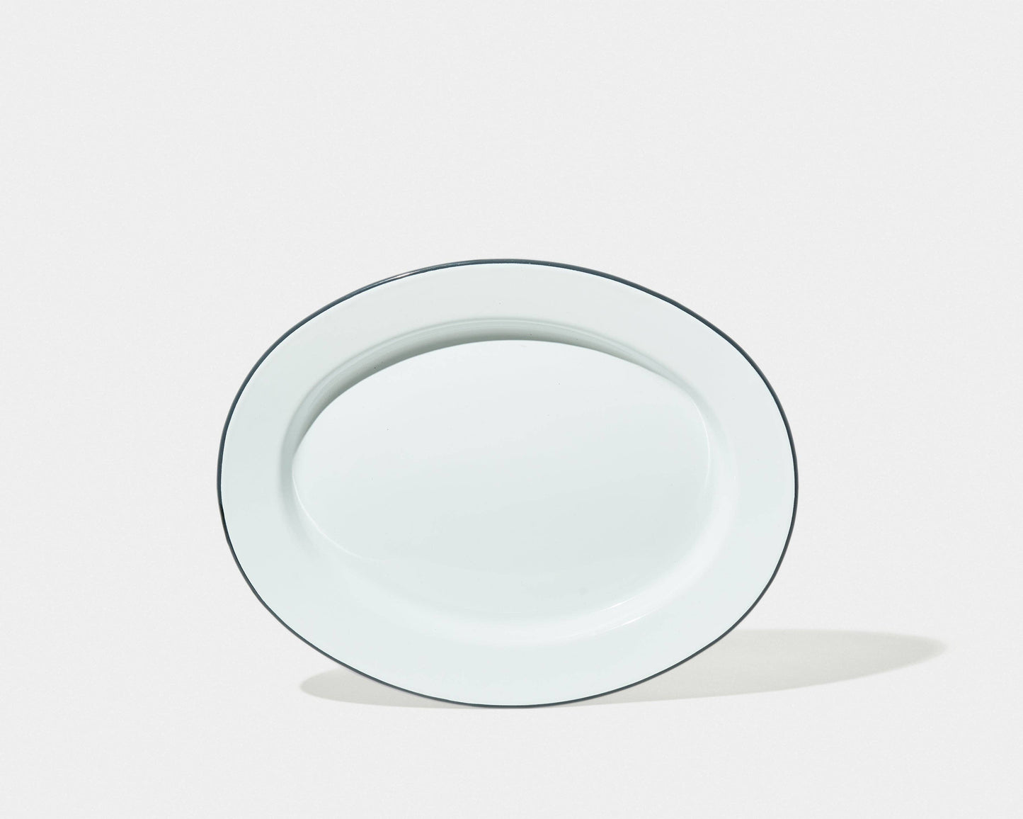 Oval Plate: White with Pillarbox Red rim