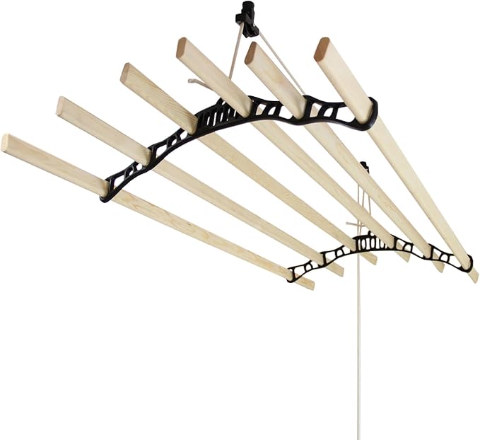 Sheila Maid Clothes Airer: Black / 57" 145 cm / 6 wooden Rails -22" 5(56cm)