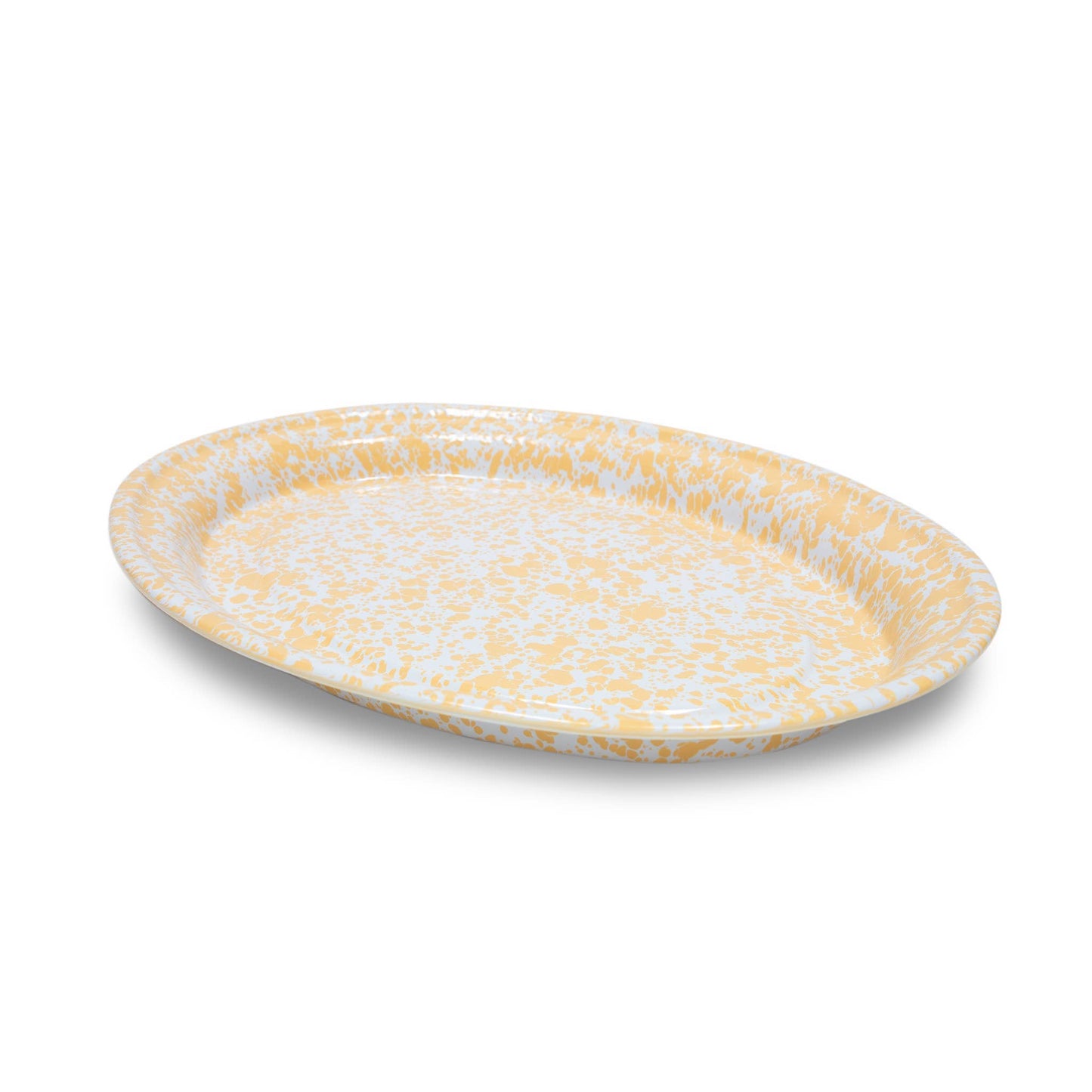 Splatter Enamelware Oval Platter: Navy & Cream Splatter