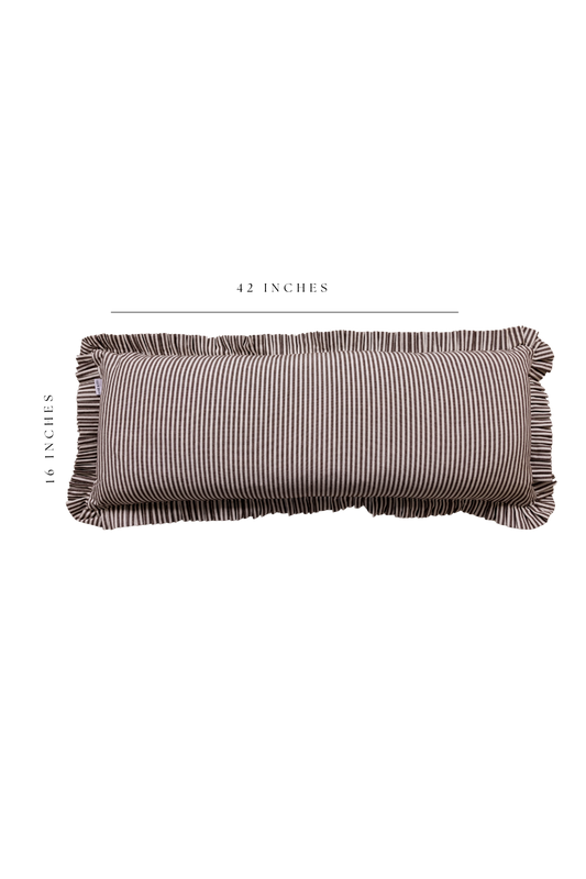 Ruffle Bolster Pillow and Cover - Brown stripe