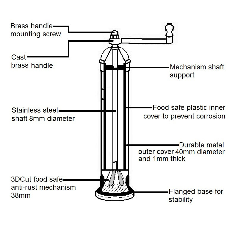 8" Pepper Mill - Brass