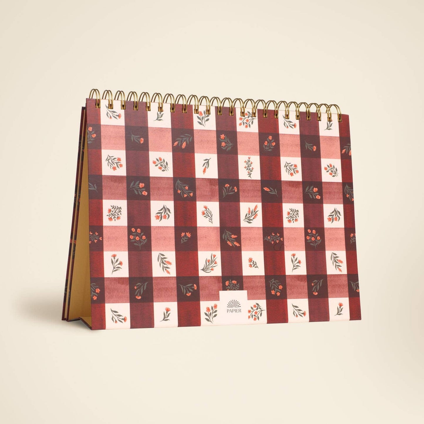 Floral Gingham Spiral Monthy Desk Pad
