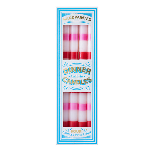 Dinner Candles - Red and Pink Stripe