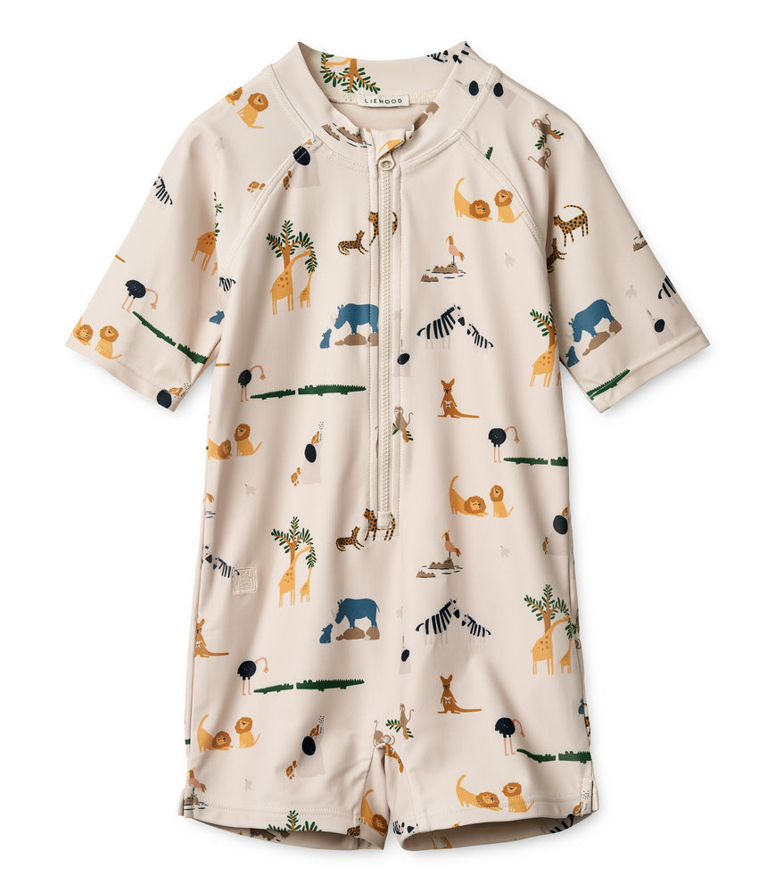 Printed Short sleeve Swim Jumpsuit - All Together Sandy - Size 86 (1.5 Years)