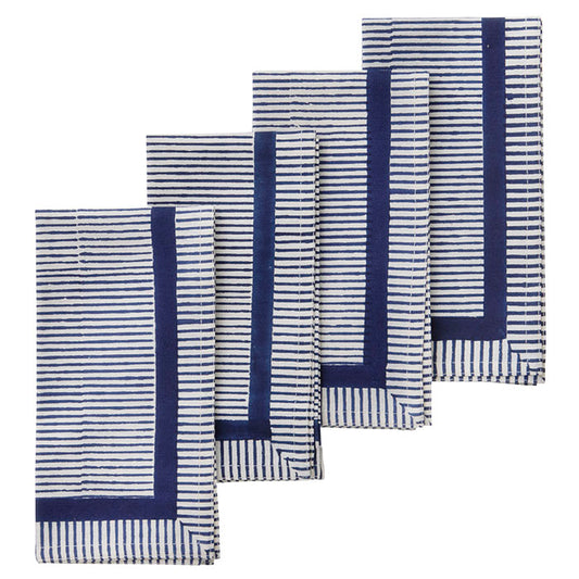 Stripe Cotton Napkin - Navy