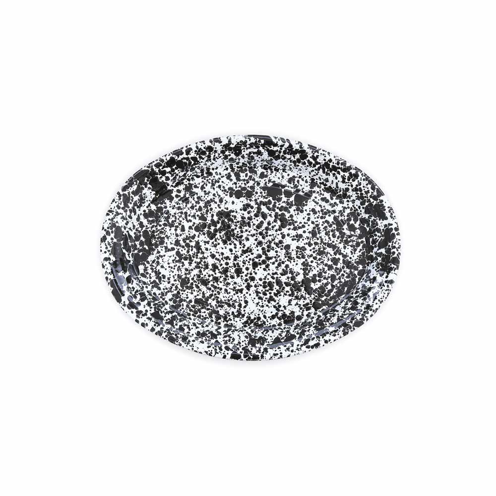 Splatter Enamelware Oval Platter: Navy & Cream Splatter
