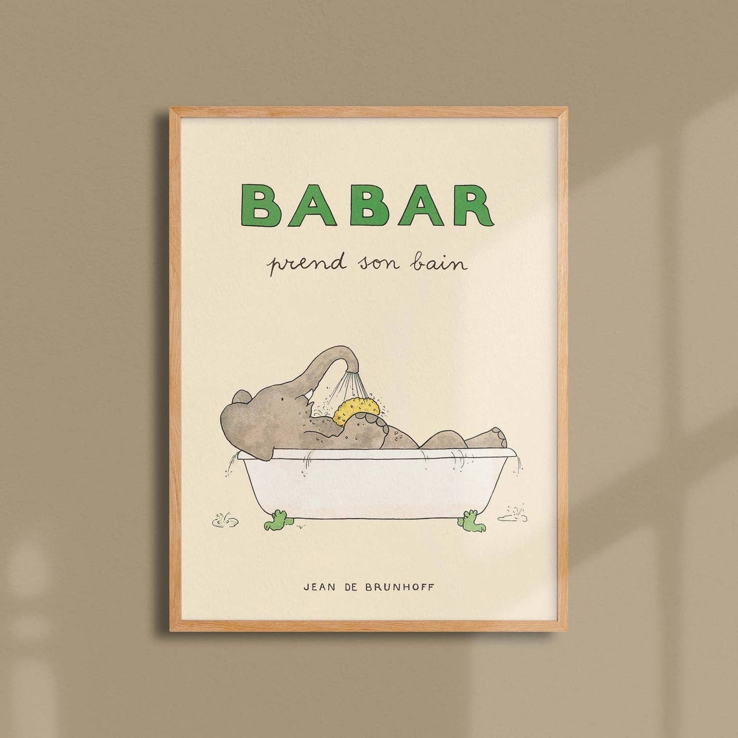 Babar takes his bath Poster and Frame