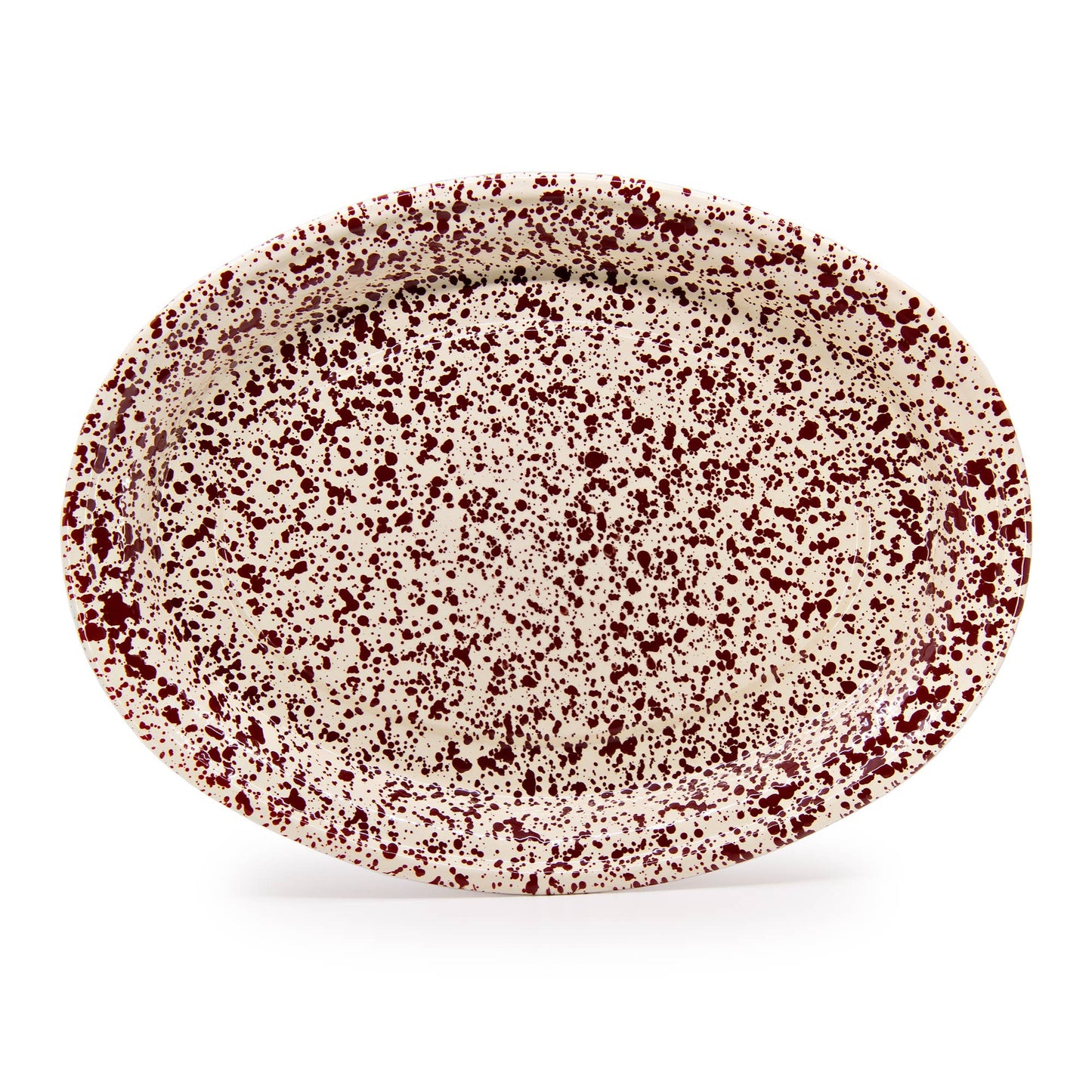 Splatter Enamelware Oval Platter: Navy & Cream Splatter