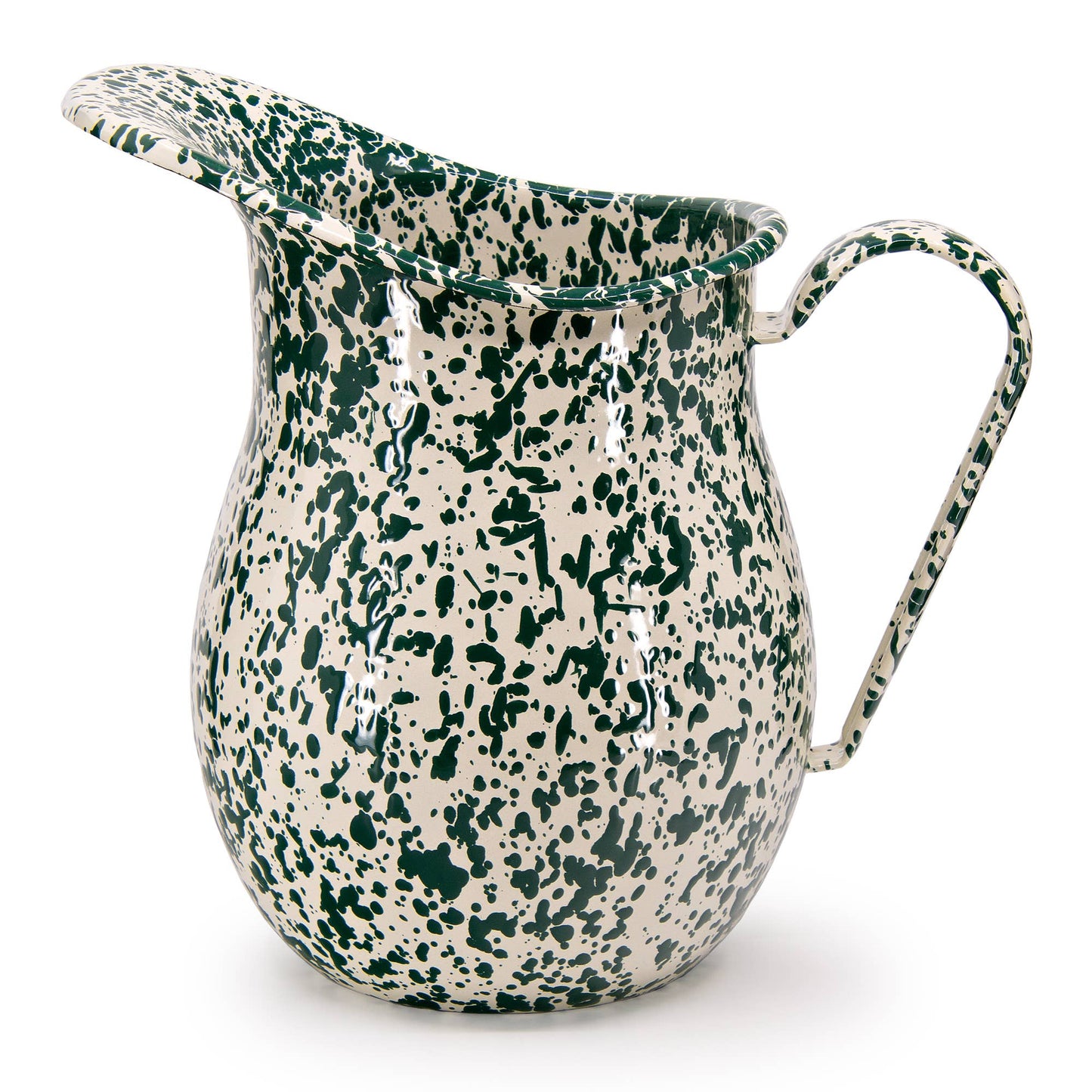 Large Pitcher - Green & Cream Splatter