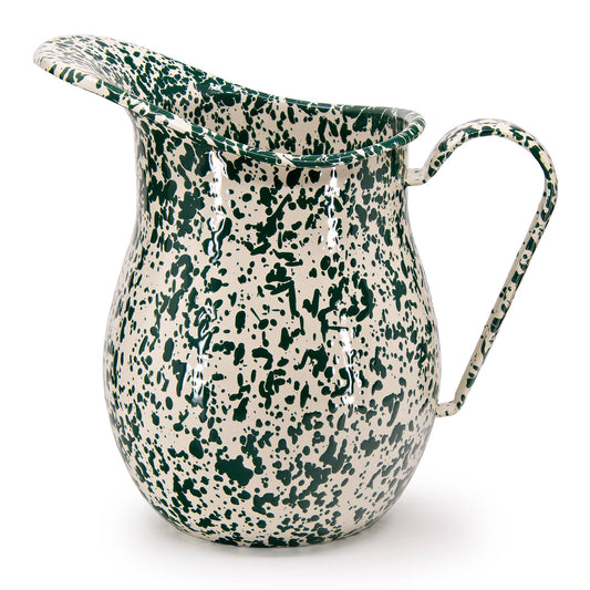Large Pitcher - Green & Cream Splatter