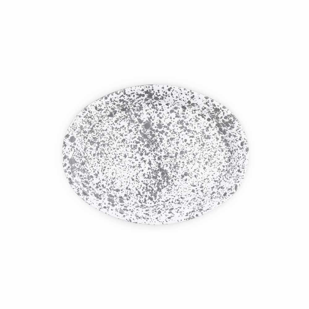 Splatter Enamelware Oval Platter: Navy & Cream Splatter