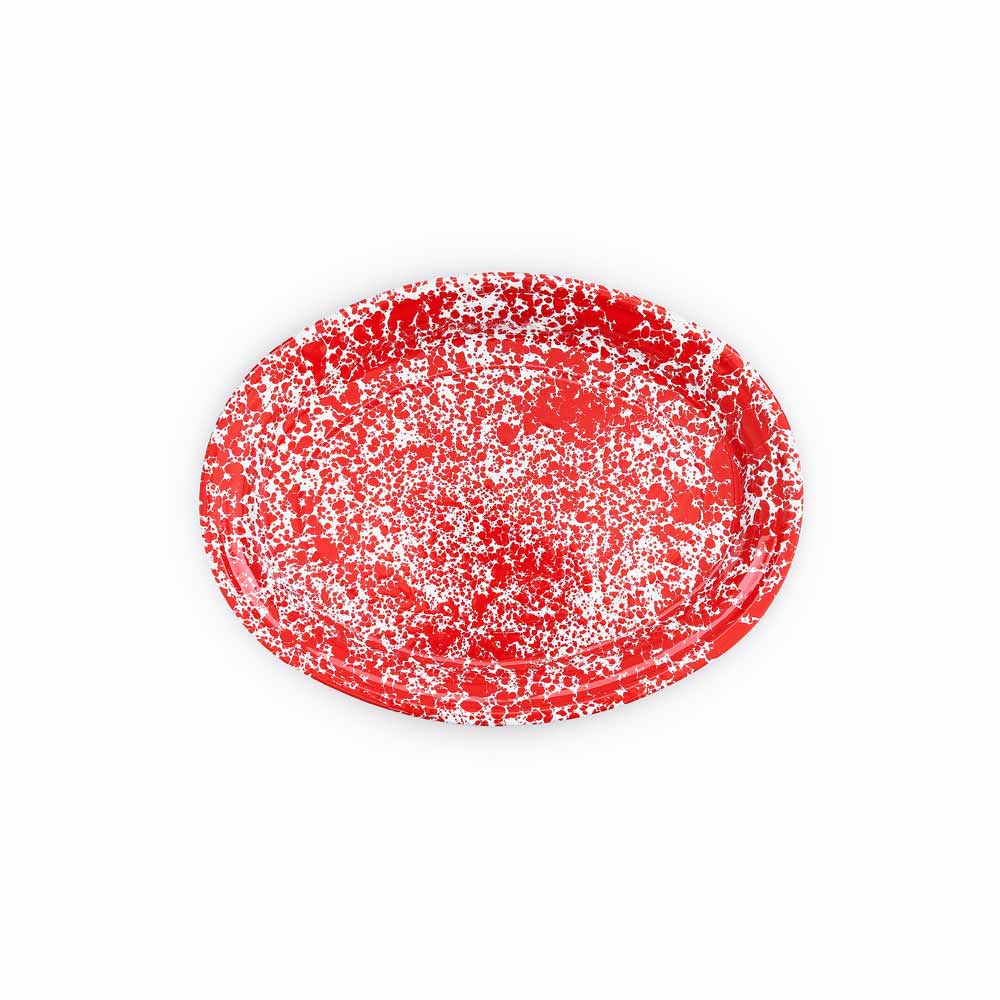 Splatter Enamelware Oval Platter: Navy & Cream Splatter