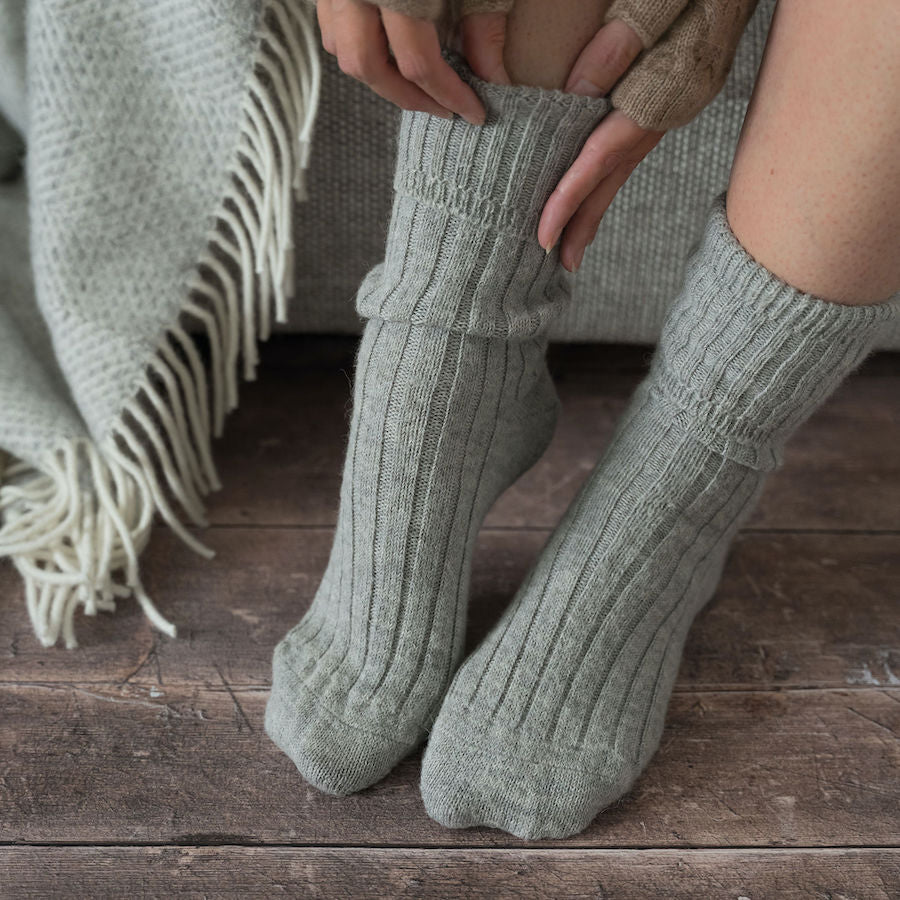 Alpaca Boot Socks Grey 4-8