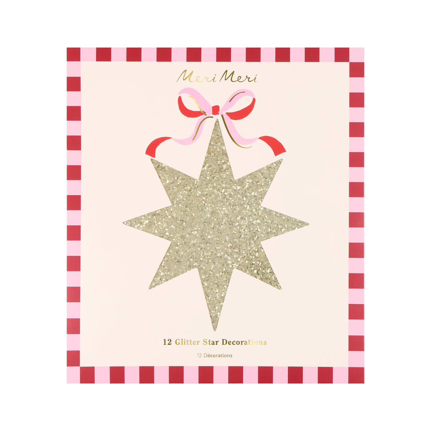 Gold Glitter Hanging Star Decorations - pack of 12