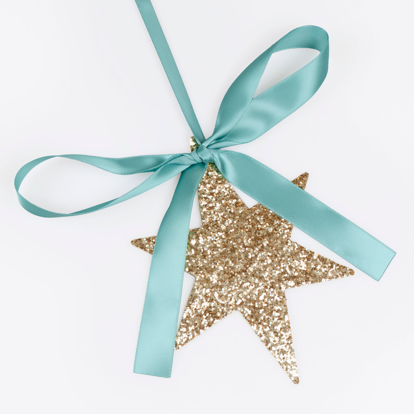 Gold Glitter Hanging Star Decorations - pack of 12