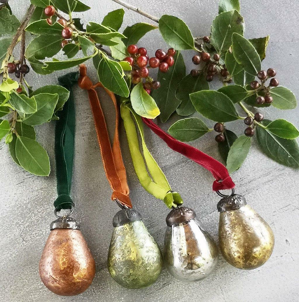 Glass Pear Tree Ornament - Antique Russet