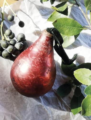 Glass Pear Tree Ornament - Antique Ruby